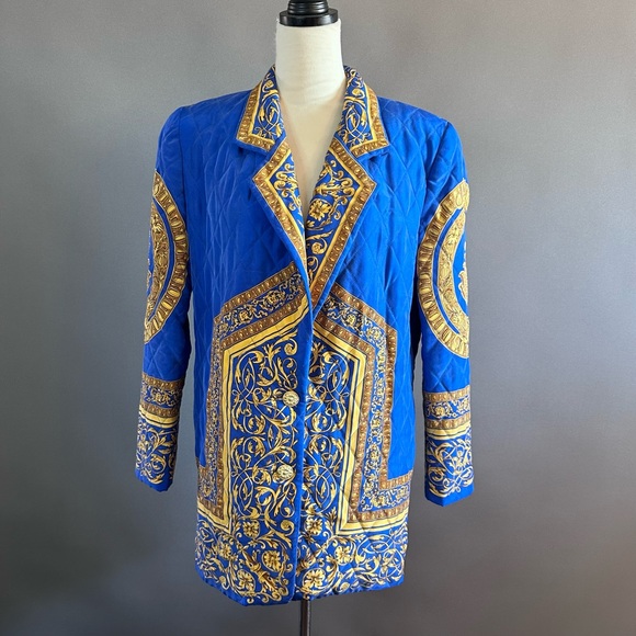 Vintage Adam Douglas Adrianna Papell Silk Quilted Baroque Blazer Jacket - Picture 3 of 14